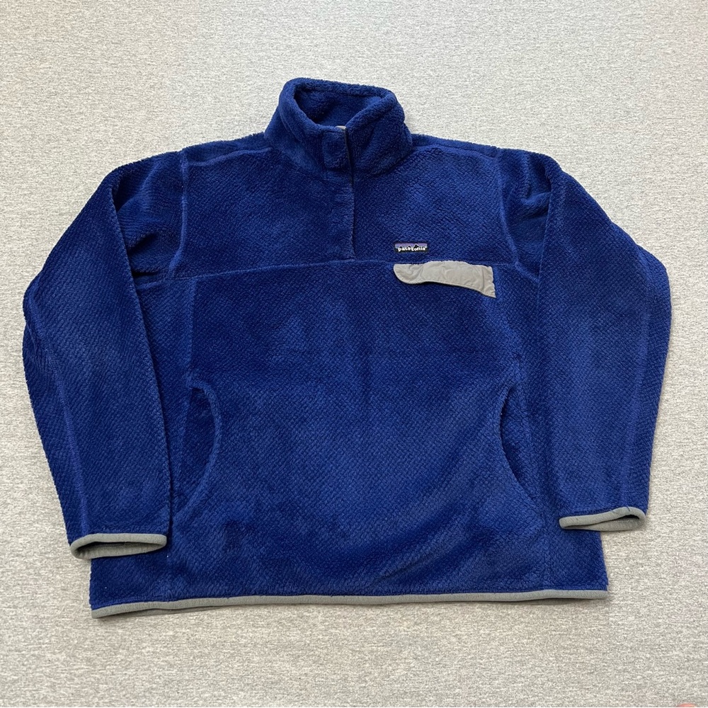 Patagonia Deep Blue Fleece Pullover with Gray Trim